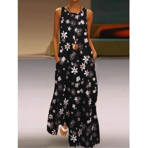 By Design Dresses & Skirts - Holiday Flower Print Dress Sleeveless Black